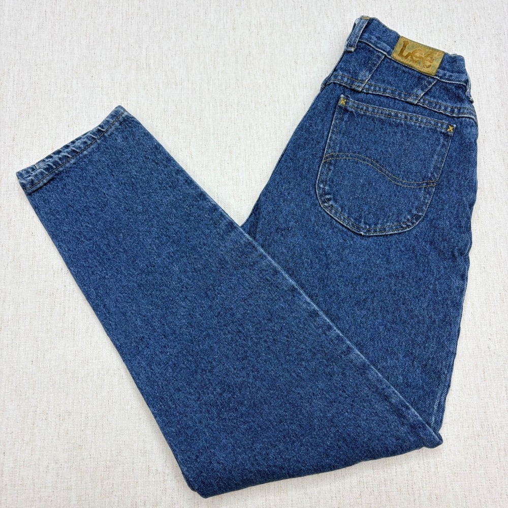 Vintage Lee High Waisted Mom Jeans Made in USA Medium Wash Tapered Leg Size 10 M